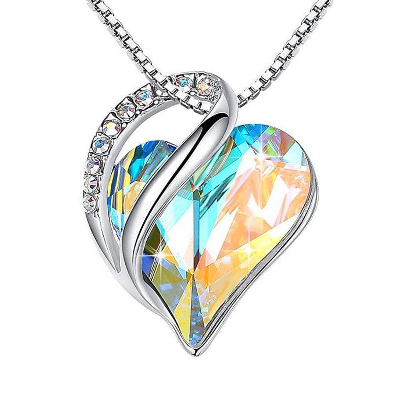 Sliver Heart Shaped Geometric Necklace Jewelry Women's Clavicle Chain