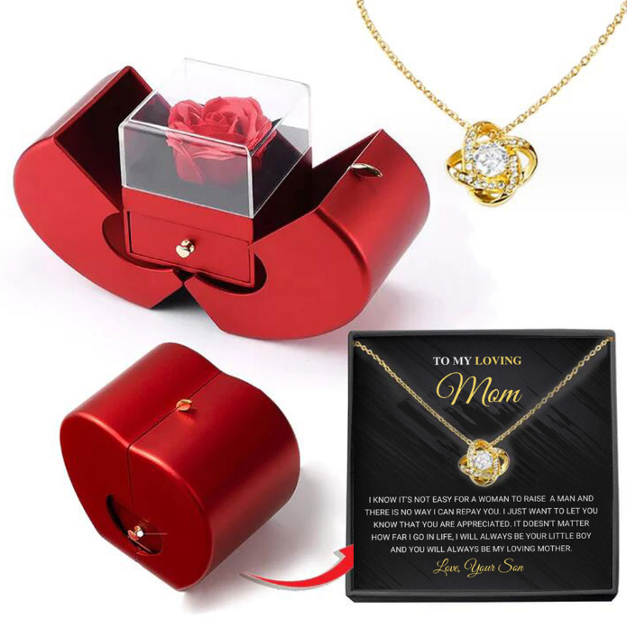 Fashion Jewelry Box Red Apple Gift Necklace Eternal Rose For Girl Mother' Days Valetine'sday