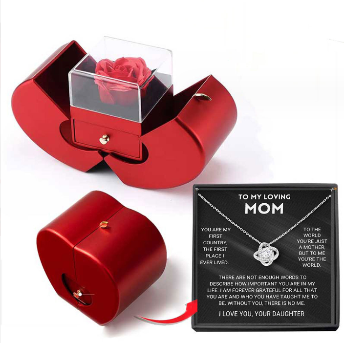 Fashion Jewelry Box Red Apple Gift Necklace Eternal Rose For Girl Mother' Days Valetine'sday