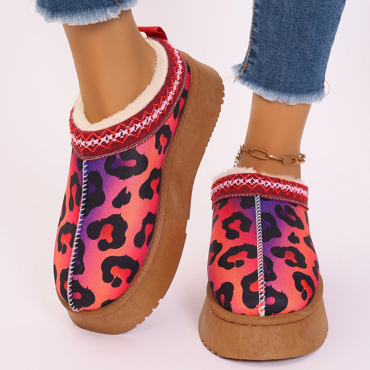 Women's Cartoon Christmas Print Ankle winter short Boots.