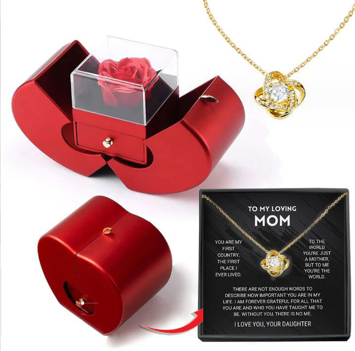 Fashion Jewelry Box Red Apple Gift Necklace Eternal Rose For Girl Mother' Days Valetine'sday