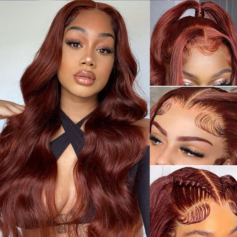 Brown Body Wave Lace Frontal Glueless Human Hair Wig