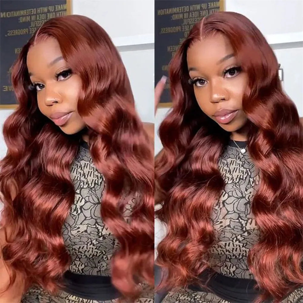 Brown Body Wave Lace Frontal Glueless Human Hair Wig