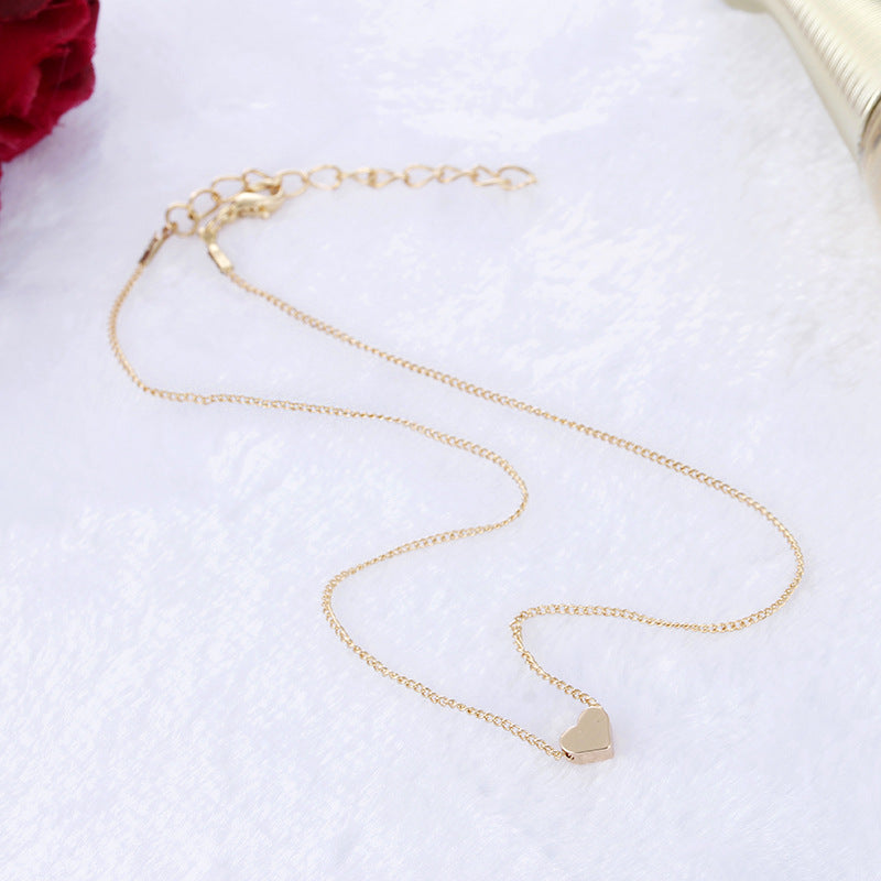 Simple Fashion Gold Color Double-sided Love Pendant necklaces.