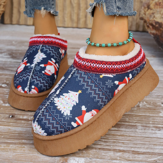 Women's Cartoon Christmas Print Ankle winter short Boots.