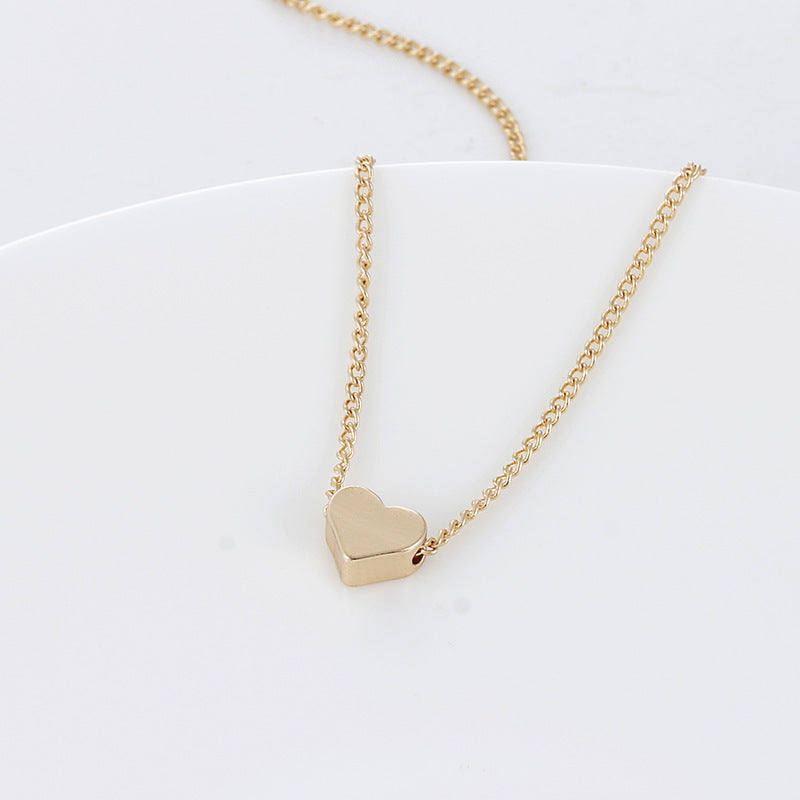 Simple Fashion Gold Color Double-sided Love Pendant necklaces.